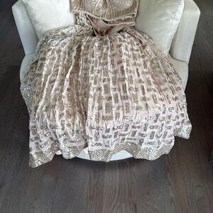 Elegant Blush Matching Skirt and Halter top with shawl.